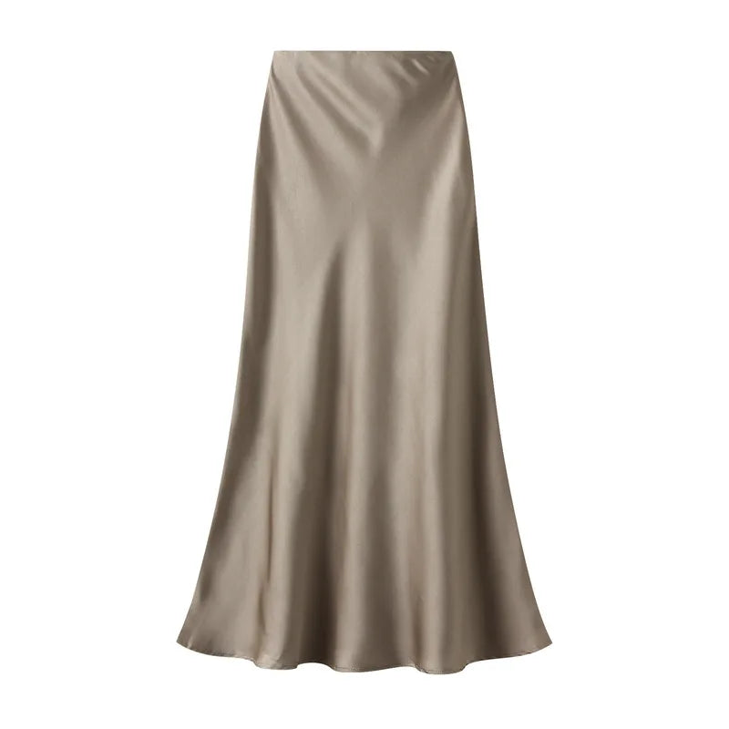 Temperament Elegant Satin Fishtail Skirt Mujer Faldas Vintage Maxi Skirts Women Party Wear Vestido De Festa Fashion Clothes