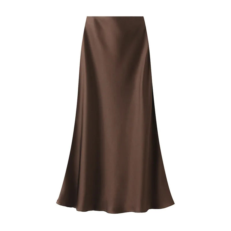 Temperament Elegant Satin Fishtail Skirt Mujer Faldas Vintage Maxi Skirts Women Party Wear Vestido De Festa Fashion Clothes