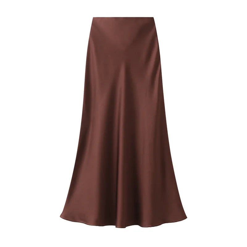 Temperament Elegant Satin Fishtail Skirt Mujer Faldas Vintage Maxi Skirts Women Party Wear Vestido De Festa Fashion Clothes